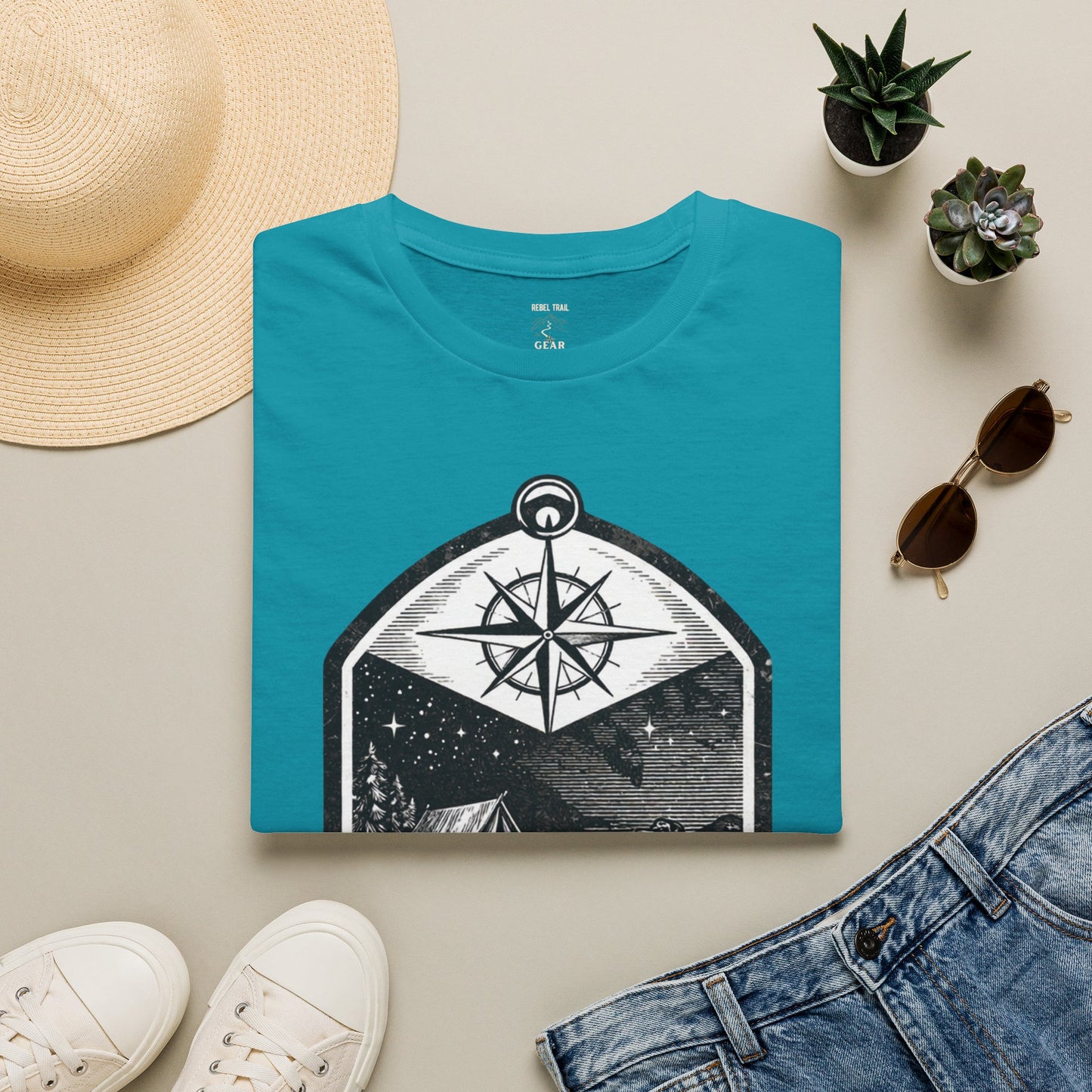 Camping T-Shirt — 'Sleeping Rough' Night Sky Tent Graphic