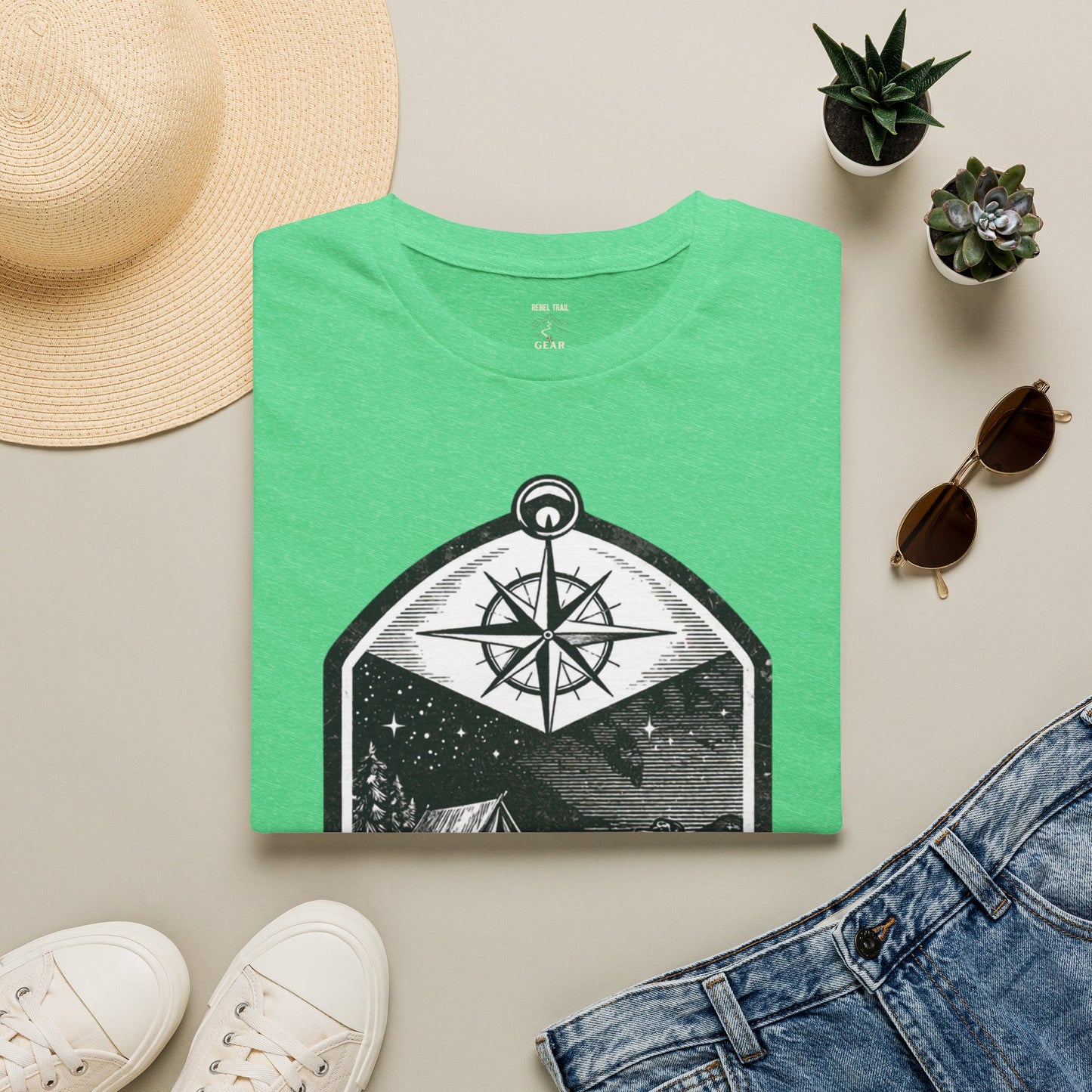 Camping T-Shirt — 'Sleeping Rough' Night Sky Tent Graphic