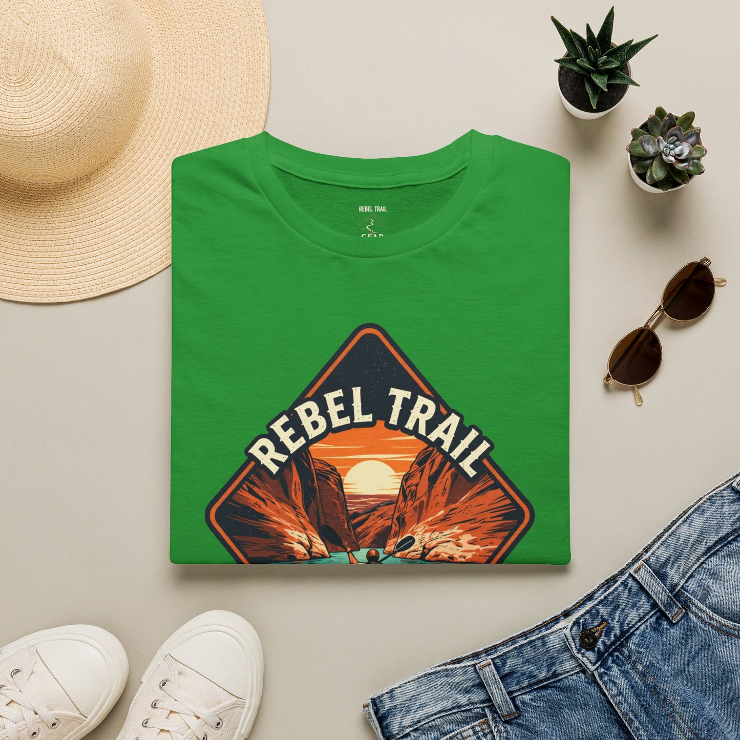 Rebel Trail Canyon Crusher T‑Shirt — Retro Desert Adventure Graphic Tee