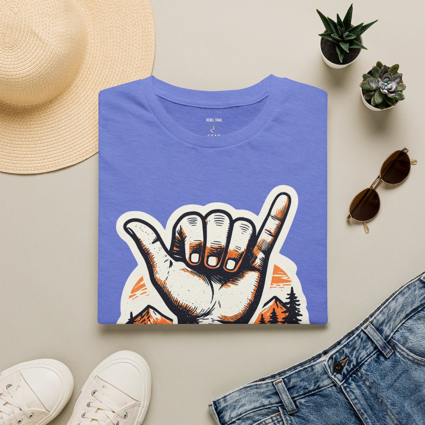 Shaka Hand Trail T‑Shirt — Rebel Trail Gear Outdoor Adventure Tee