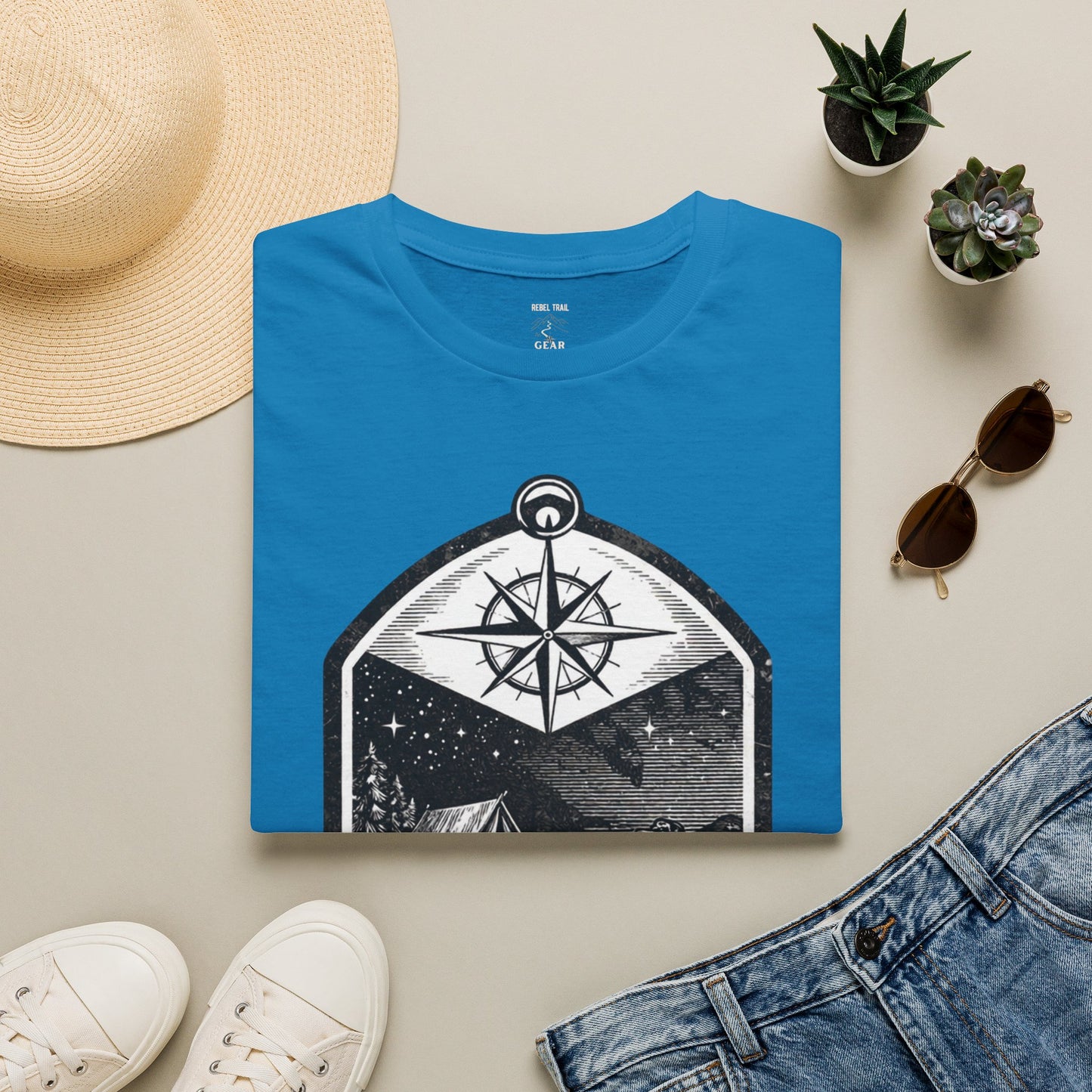 Camping T-Shirt — 'Sleeping Rough' Night Sky Tent Graphic