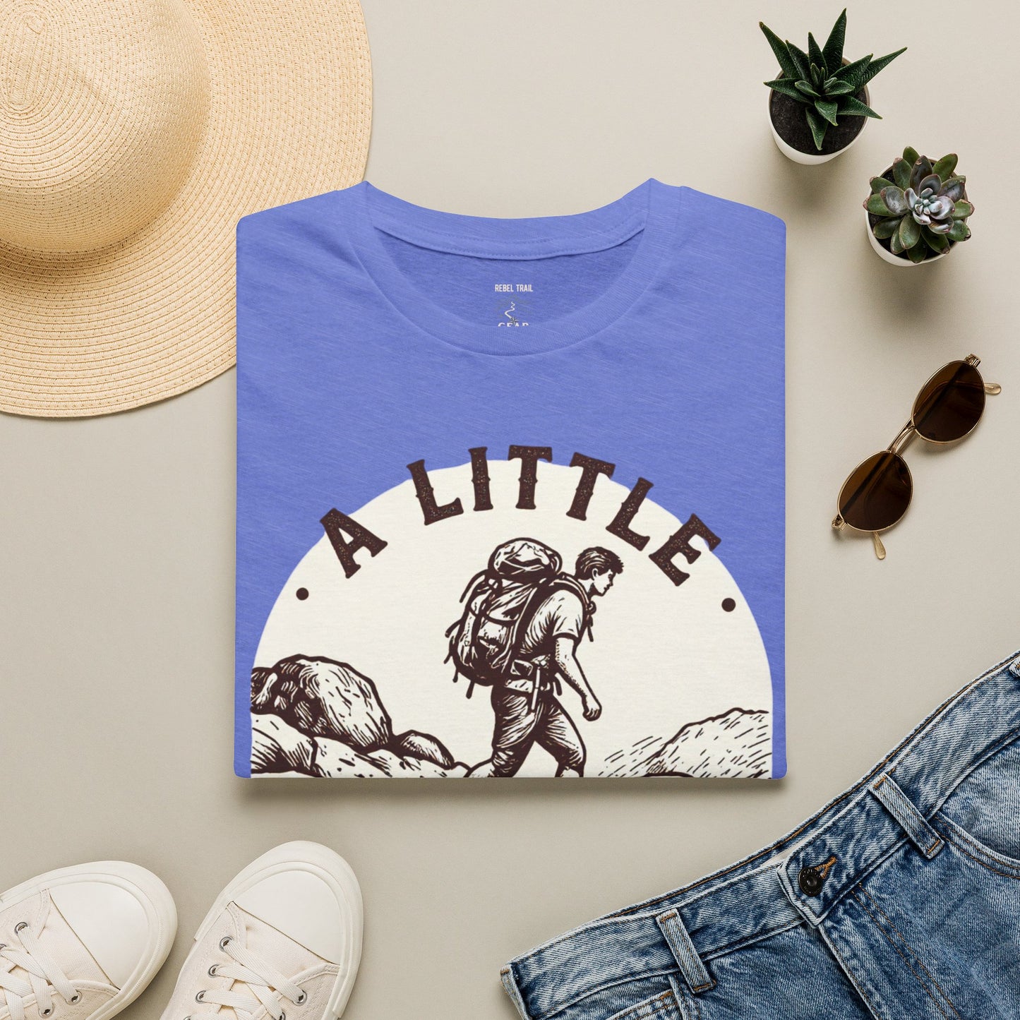 Hiking T-Shirt — "A Little Mud Never Hurt" Vintage Backpacker Tee