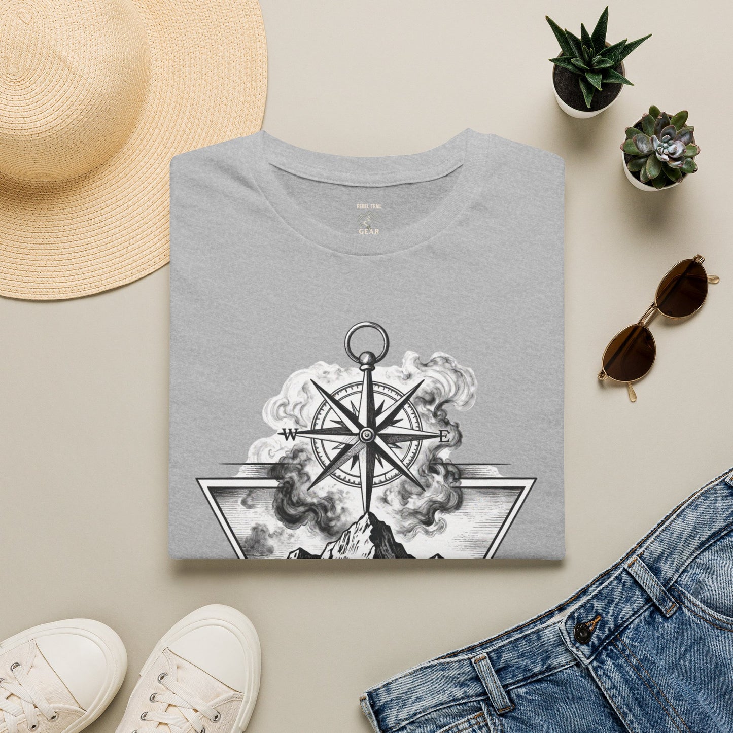 Compass & Mountain Graphic Tee — Adventure Travel Shirt