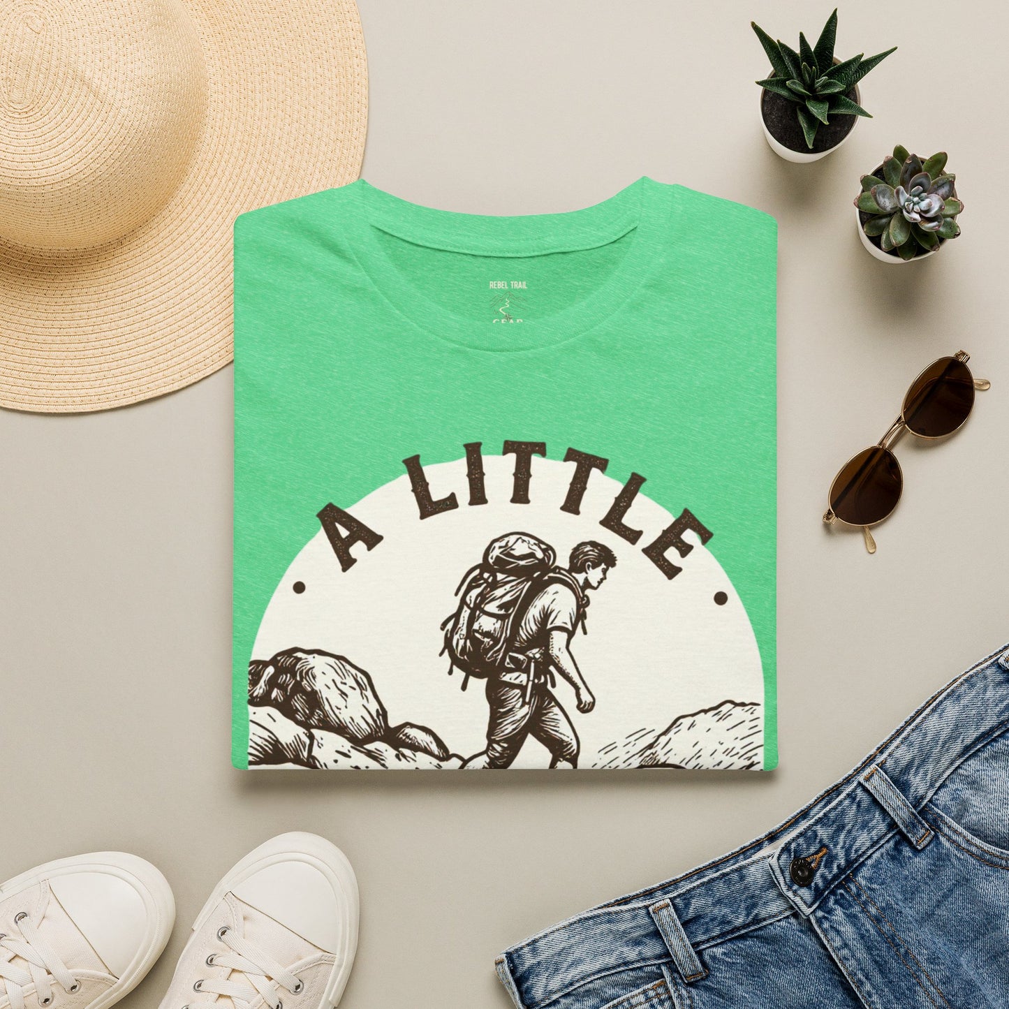 Hiking T-Shirt — "A Little Mud Never Hurt" Vintage Backpacker Tee