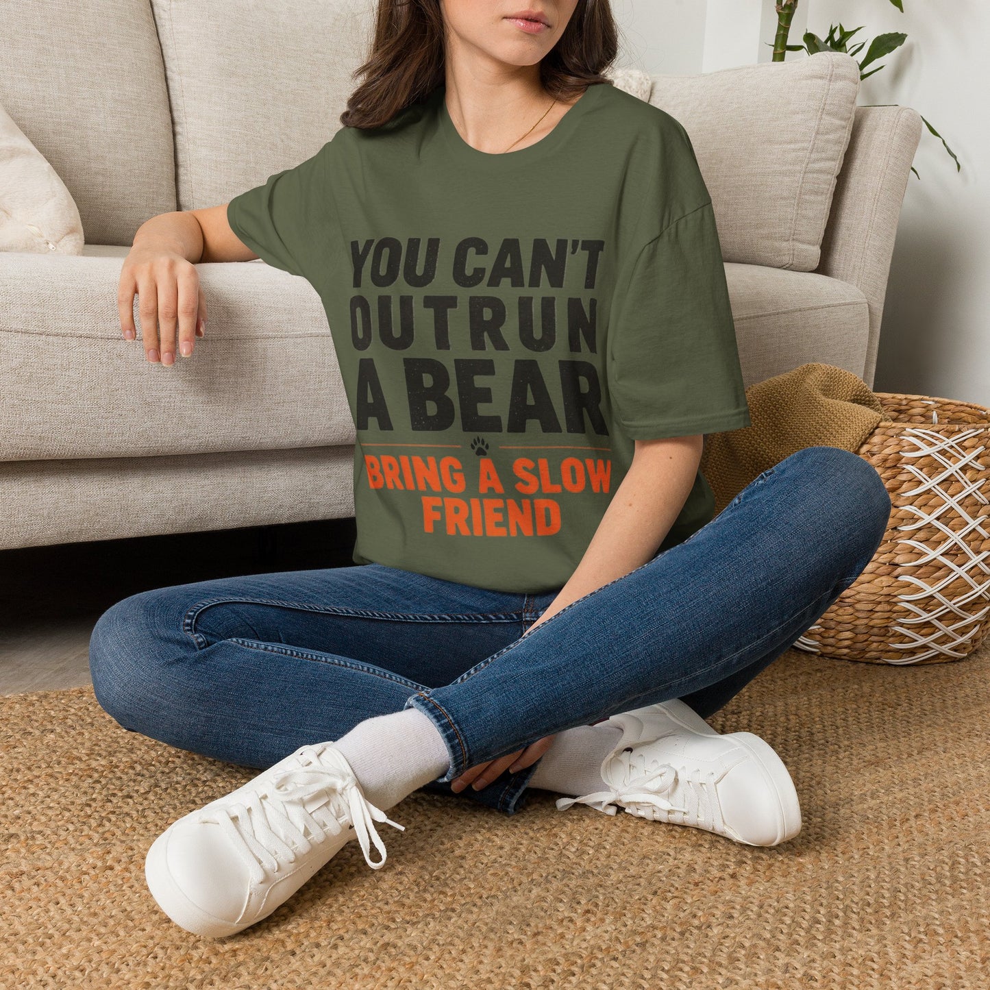 You Can't Outrun a Bear T‑Shirt — Funny Outdoor Humor Tee