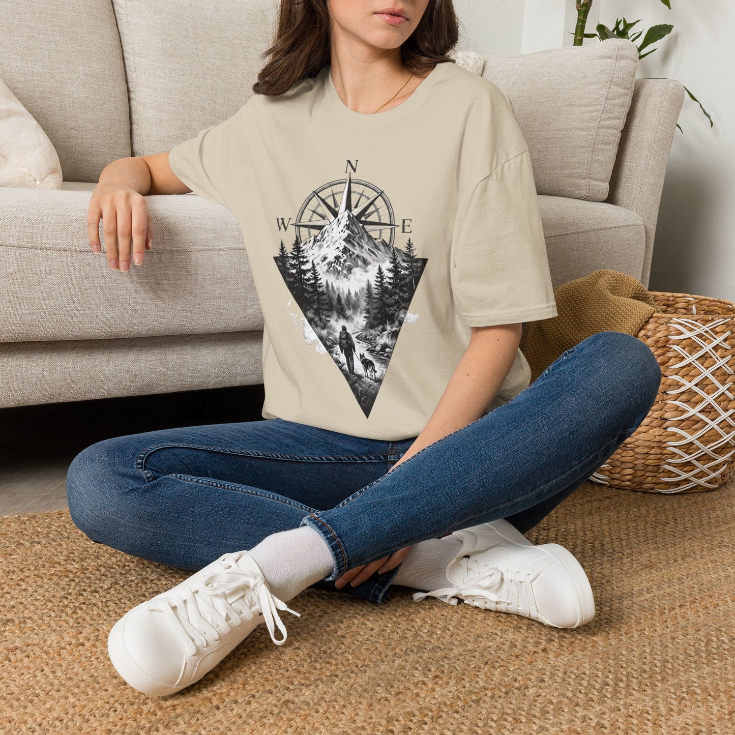 Mountain Compass T‑Shirt — Vintage Wilderness Adventure Tee